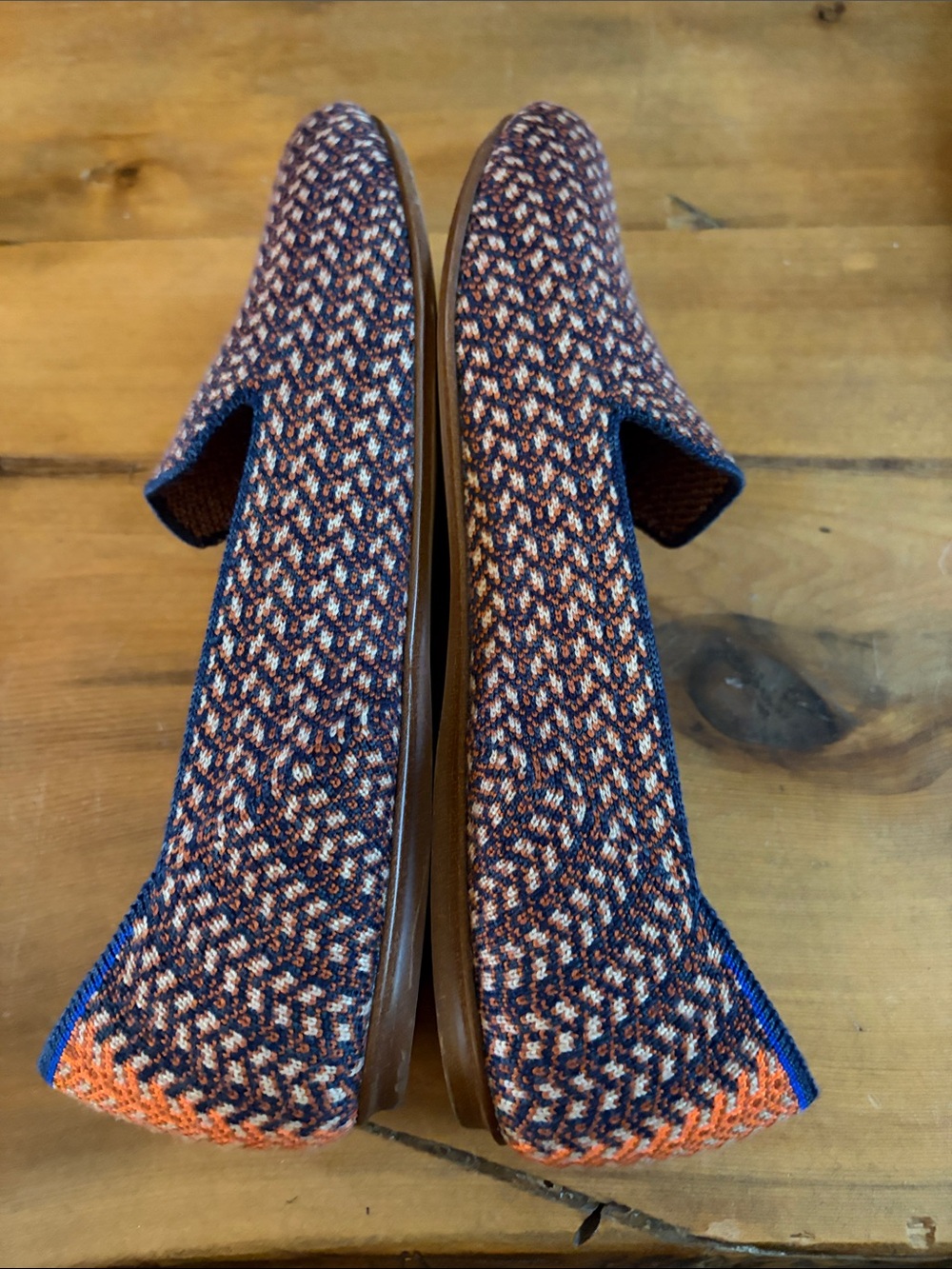 Rothy's Navy and Orange Knit Slip-On Flats - Picture 5 of 9